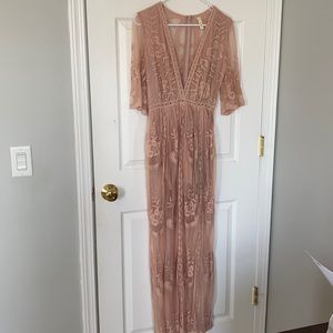 NEVER WORN! Small Blush Lace Maxi Dress